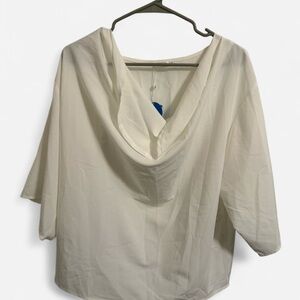 Cupshe White Drape Neck Blouse